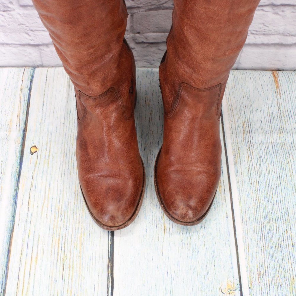 Frye Molly Tall Brown Leather Stretch Knee High Riding Boots Size 8.5 B - Picture 5 of 8
